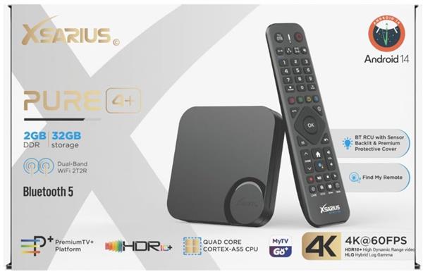 Grote foto xsarius pure 4 uhd plus versie 4k android 14 media player telecommunicatie zenders en ontvangers