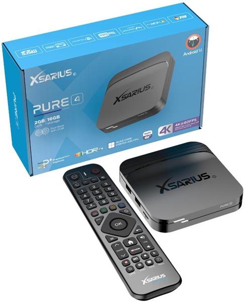 Grote foto xsarius pure 4 uhd 4k android 14 media player telecommunicatie zenders en ontvangers