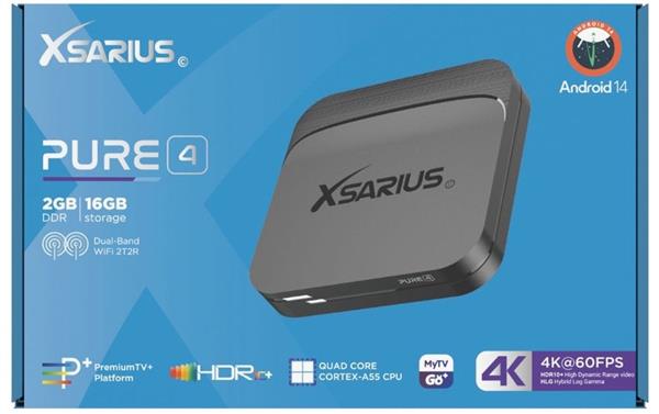 Grote foto xsarius pure 4 uhd 4k android 14 media player telecommunicatie zenders en ontvangers