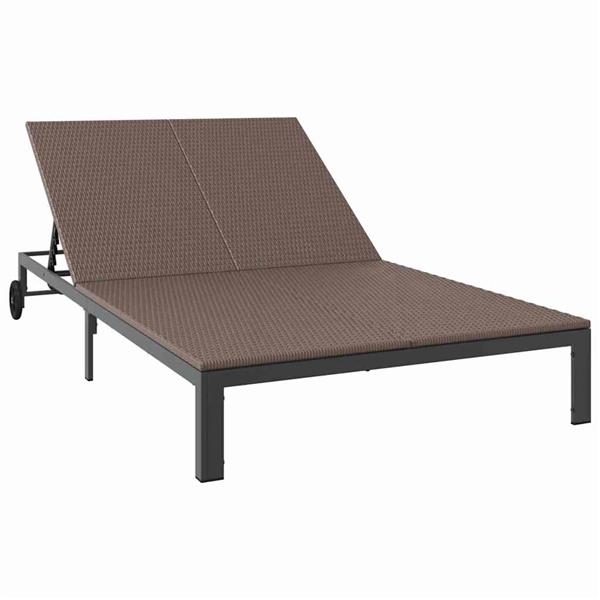 Grote foto vidaxl ligstoel 1 persoon bruin 206 x 62 5 x 74 cm poly rattan tuin en terras tuinmeubelen