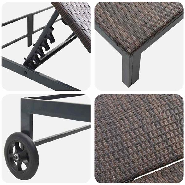 Grote foto vidaxl ligstoel 1 persoon bruin 206 x 62 5 x 74 cm poly rattan tuin en terras tuinmeubelen