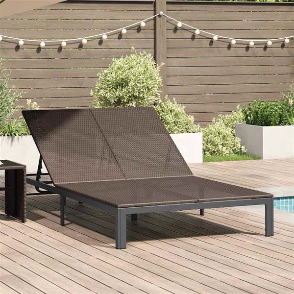 Grote foto vidaxl ligstoel 1 persoon bruin 206 x 62 5 x 74 cm poly rattan tuin en terras tuinmeubelen