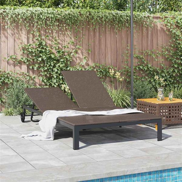 Grote foto vidaxl ligstoel 1 persoon bruin 206 x 62 5 x 74 cm poly rattan tuin en terras tuinmeubelen