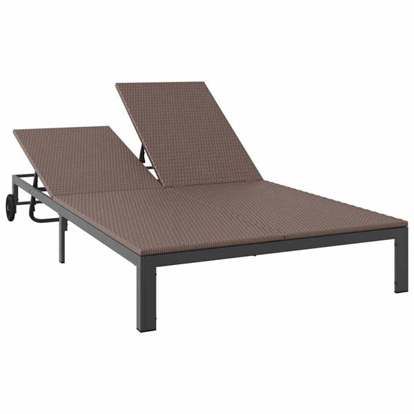Grote foto vidaxl ligstoel 1 persoon bruin 206 x 62 5 x 74 cm poly rattan tuin en terras tuinmeubelen
