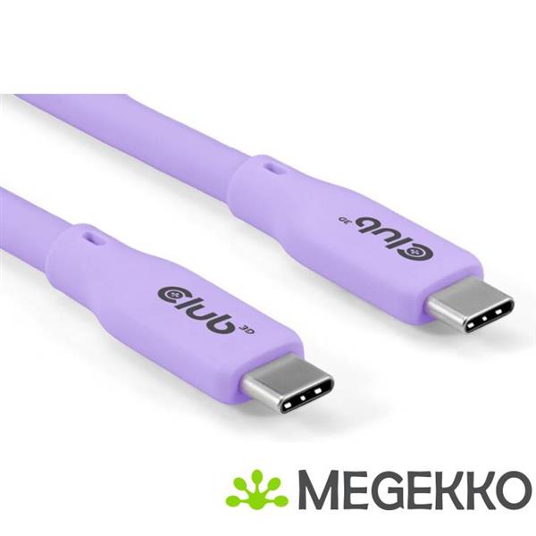 Grote foto club3d usb4 gen 3x2 20gbps 240w usb type c 2m paars computers en software overige computers en software