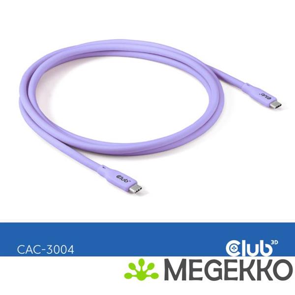 Grote foto club3d usb4 gen 3x2 20gbps 240w usb type c 2m paars computers en software overige computers en software