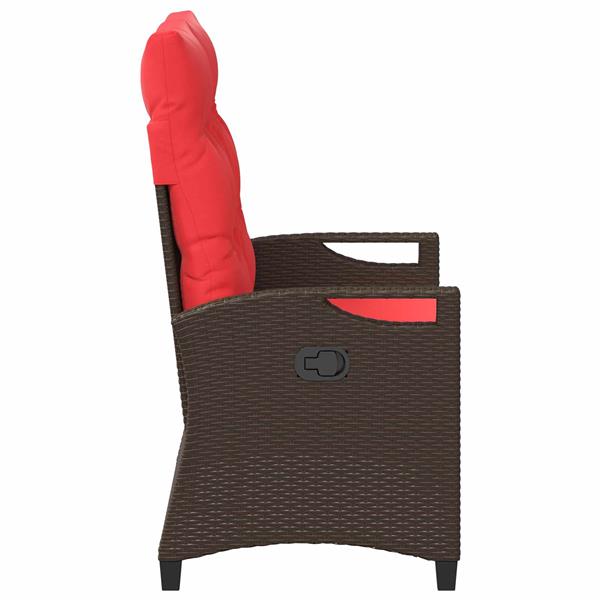 Grote foto vidaxl tuinbank bruin en rood 105 x 60 x 112 cm staal en polyester tuin en terras tuinmeubelen