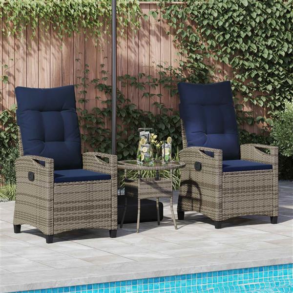 Grote foto vidaxl tuinstoel 2 pcs grijs en marineblauw 56 x 60 x 112 cm tuin en terras tuinmeubelen