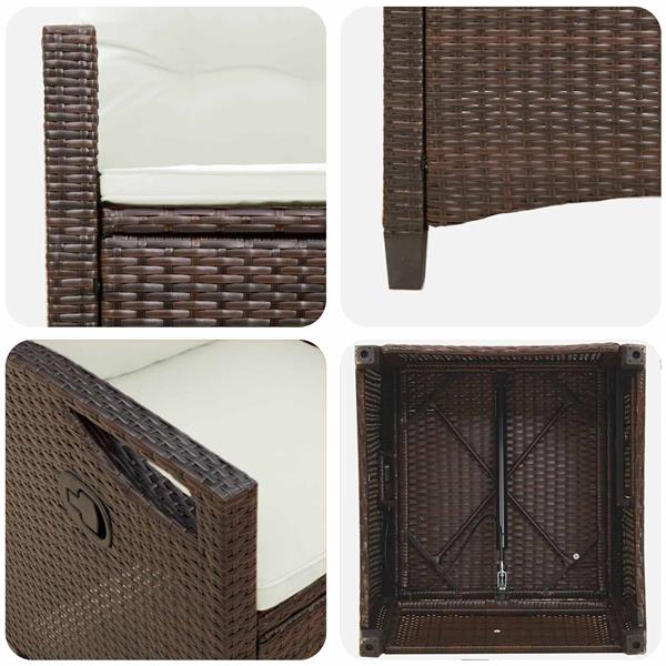 Grote foto vidaxl tuinstoel 2 pcs bruin en cr me 56 x 60 x 112 cm tuin en terras tuinmeubelen