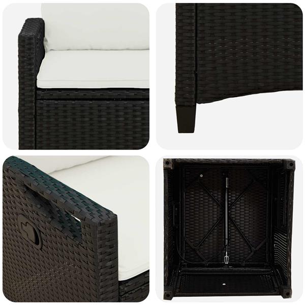 Grote foto vidaxl tuinstoel 2 pcs zwart en cr me 56 x 60 x 112 cm tuin en terras tuinmeubelen