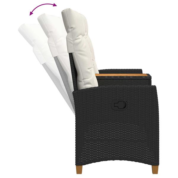 Grote foto vidaxl ligbank met tafel zwart en cream wit 126 x 65 x 112 cm tuin en terras tuinmeubelen