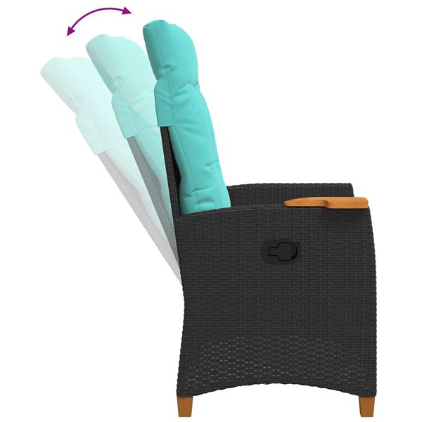 Grote foto vidaxl verstelbare stoel met theeplaat 62 x 64 x 112 cm poly rattan tuin en terras tuinmeubelen