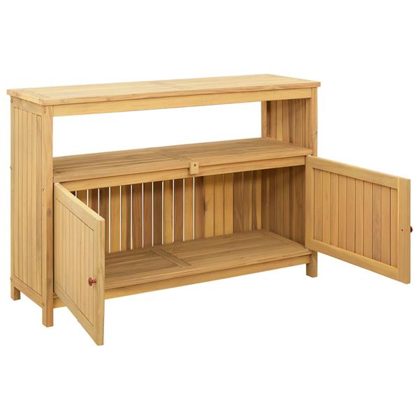 Grote foto vidaxl tuin console tafel met opslag licht acacia 110 x 35 x 75 cm tuin en terras tuinmeubelen