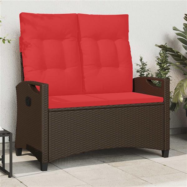 Grote foto vidaxl tuinbank bruin en rood 105 x 60 x 112 cm staal en polyester tuin en terras tuinmeubelen