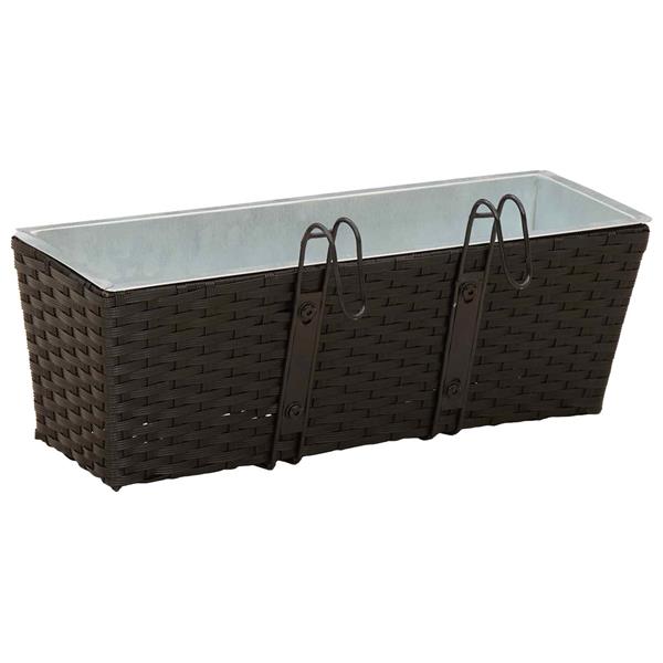 Grote foto vidaxl reling 2 pcs zwart 50 x 17 x 17 cm metaal tuin en terras overige tuin en terras