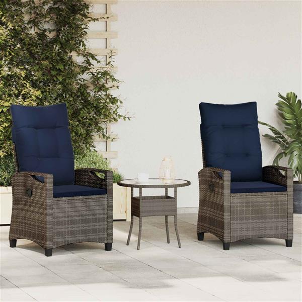 Grote foto vidaxl tuinstoel 2 pcs grijs en marineblauw 56 x 60 x 112 cm tuin en terras tuinmeubelen