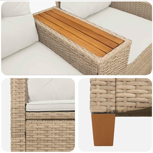 Grote foto vidaxl ligbank met tafel beige en cr me wit 126 x 65 x 112 cm tuin en terras tuinmeubelen