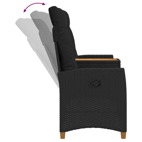 Grote foto vidaxl ligbank met tafel zwart 126 x 65 x 112 cm poly rattan tuin en terras tuinmeubelen