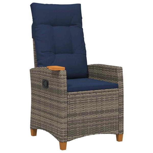 Grote foto vidaxl verstelbare stoel met theeplaat 62 x 64 x 112 cm poly rattan tuin en terras tuinmeubelen