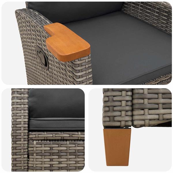 Grote foto vidaxl verstelbare stoel met theeplaat 62 x 64 x 112 cm poly rattan tuin en terras tuinmeubelen