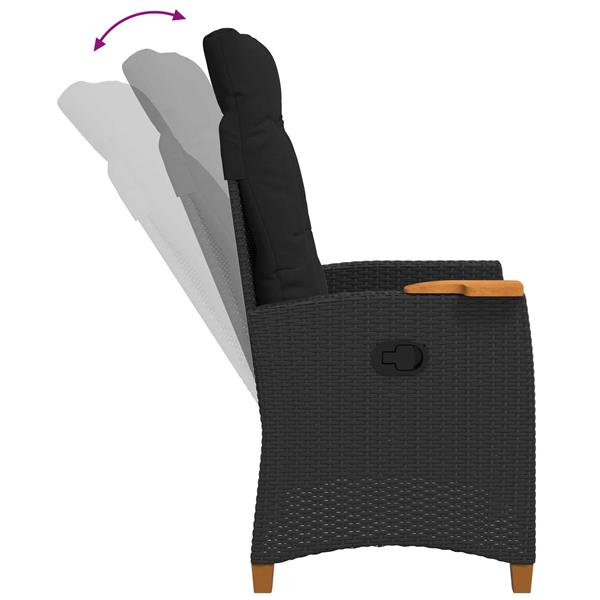 Grote foto vidaxl verstelbare stoel met theeplaat zwart 62 x 64 x 112 cm tuin en terras tuinmeubelen