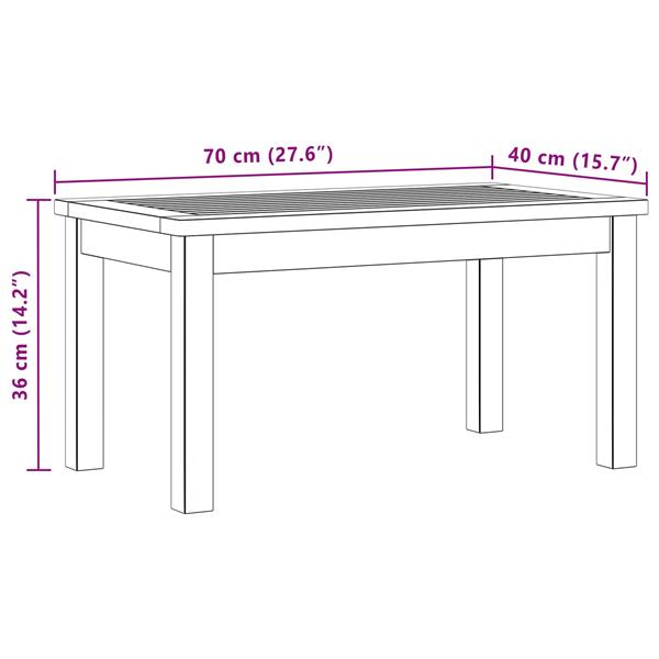Grote foto vidaxl salontafel licht acacia 70 x 40 x 36 cm massief acaciahout tuin en terras tuinmeubelen