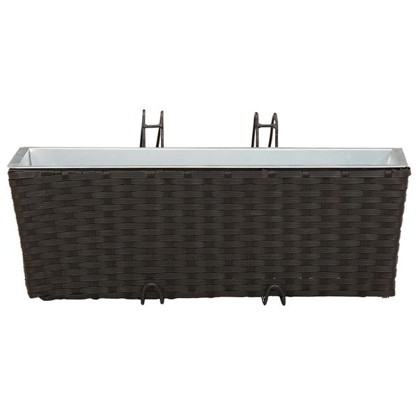 Grote foto vidaxl reling 2 pcs zwart 50 x 17 x 17 cm metaal tuin en terras overige tuin en terras