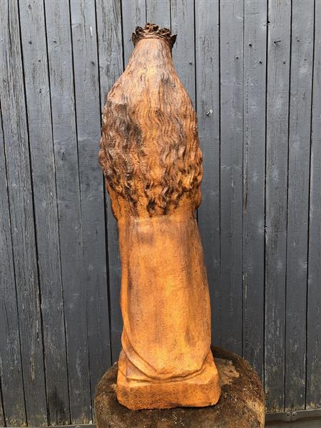 Grote foto moeder maria mother mary met jezus groot gietijzeren beeld prachtig. tuin en terras tuindecoratie