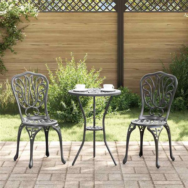 Grote foto vidaxl tuin bistro set 3 pcs zwart aluminium tuin en terras tuinmeubelen
