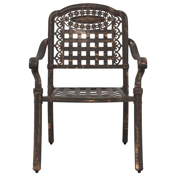 Grote foto vidaxl tuinstoel 2 pcs brons 55 x 56 5 x 91cm aluminium tuin en terras tuinmeubelen