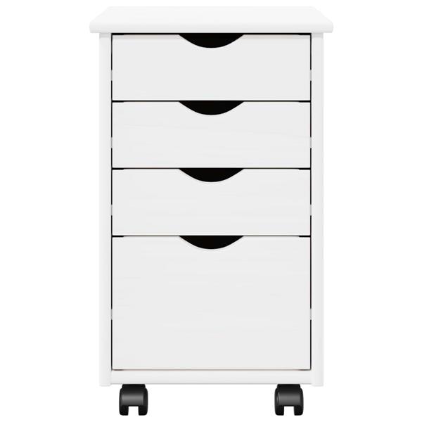 Grote foto vidaxl rolling kast met wiel wit 34 x 39 x 56 cm massief vurenhout huis en inrichting overige