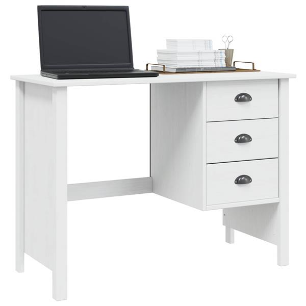 Grote foto vidaxl bureau met lades wit 100 x 45 x 74 cm massief vurenhout huis en inrichting stoelen