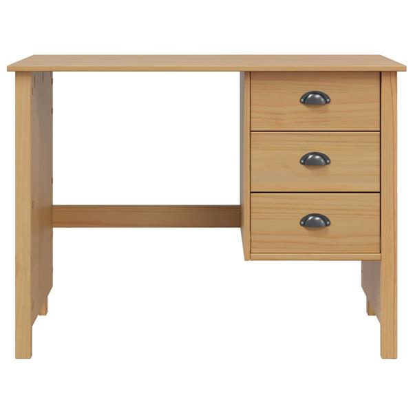 Grote foto vidaxl bureau met lades honingbruin 100 x 45 x 74 cm massief vurenhout huis en inrichting stoelen