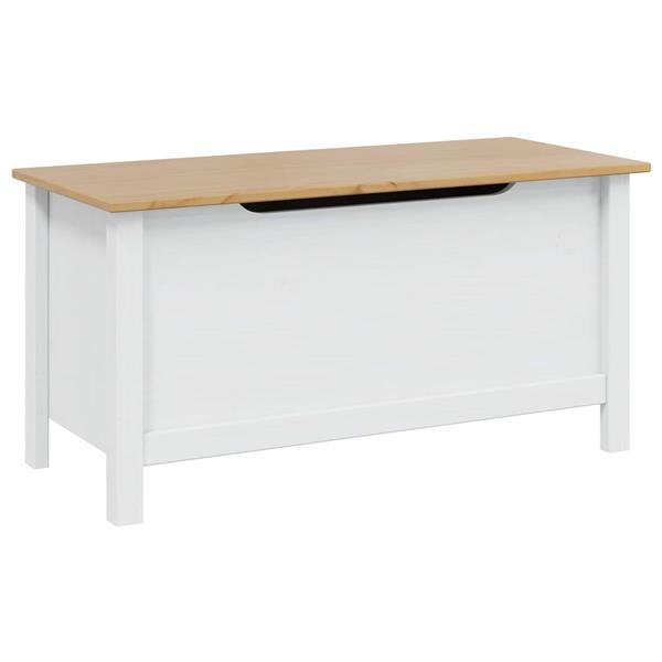 Grote foto vidaxl opbergbox wit en honingbruin 90 x 40 x 45 cm massief vurenhout huis en inrichting woningdecoratie