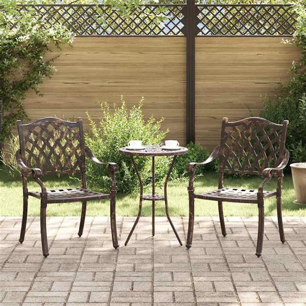 Grote foto vidaxl tuinstoel 2 pcs brons 56 x 55 x 92.5cm aluminium tuin en terras tuinmeubelen