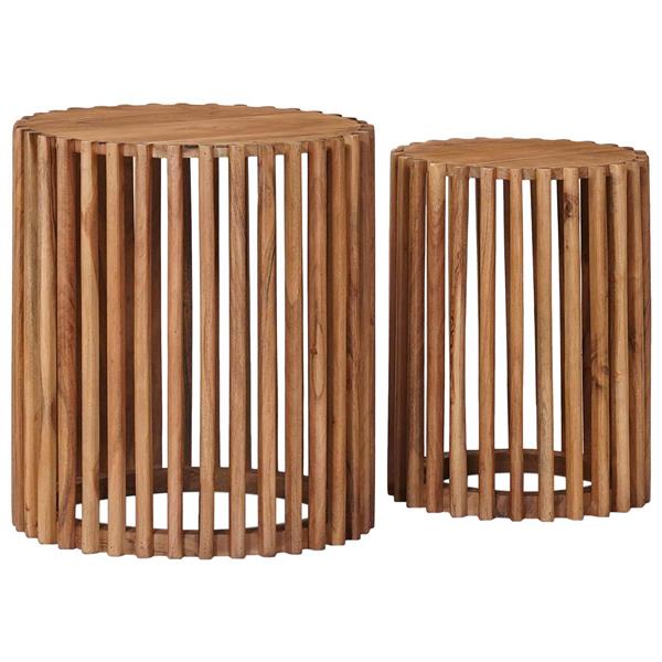 Grote foto vidaxl bijzettafelset met opslag met de deur bruin 40 x 40 x 45 cm huis en inrichting eettafels