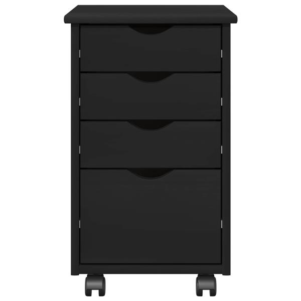 Grote foto vidaxl rolling kast met wiel zwart 34 x 39 x 56 cm massief vurenhout huis en inrichting overige