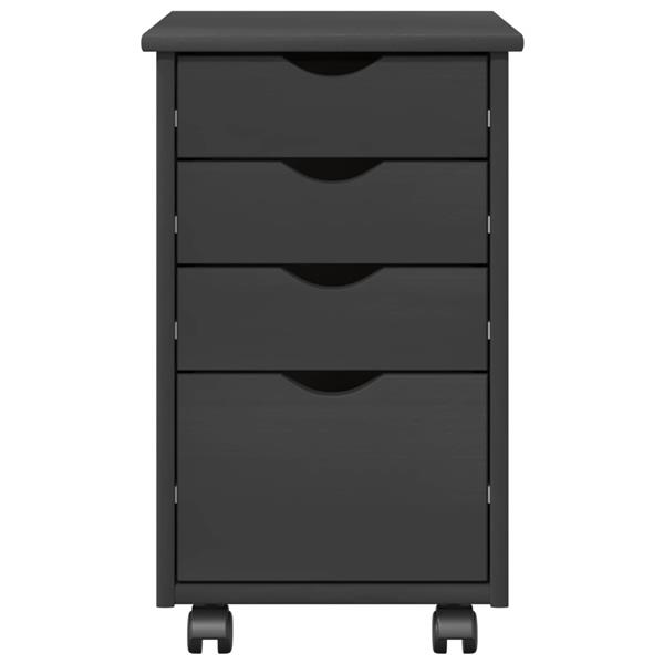 Grote foto vidaxl rolling kast met wiel grijs 34 x 39 x 56 cm massief vurenhout huis en inrichting overige