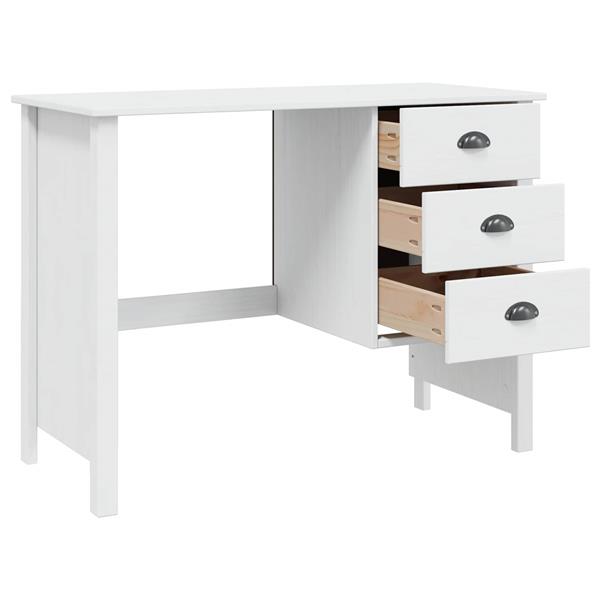 Grote foto vidaxl bureau met lades wit 100 x 45 x 74 cm massief vurenhout huis en inrichting stoelen