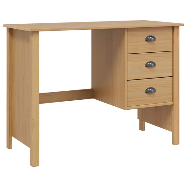 Grote foto vidaxl bureau met lades honingbruin 100 x 45 x 74 cm massief vurenhout huis en inrichting stoelen