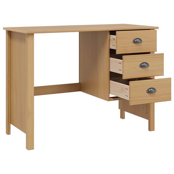 Grote foto vidaxl bureau met lades honingbruin 100 x 45 x 74 cm massief vurenhout huis en inrichting stoelen