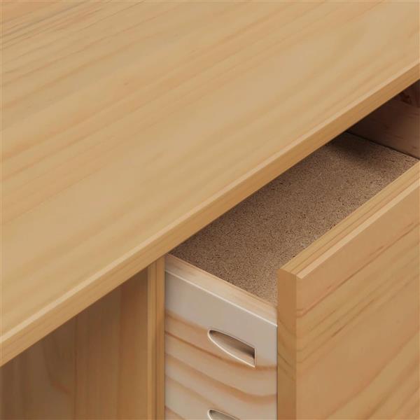 Grote foto vidaxl bureau met lades honingbruin 100 x 45 x 74 cm massief vurenhout huis en inrichting stoelen