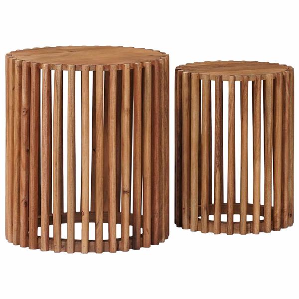 Grote foto vidaxl bijzettafelset met opslag met de deur bruin 40 x 40 x 45 cm huis en inrichting eettafels