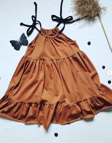 Grote foto zomerjurk met ruches karamel 104 110 kinderen en baby overige