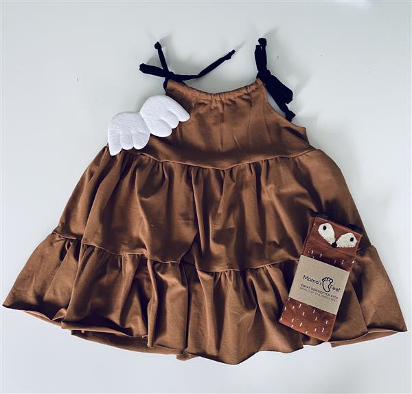 Grote foto zomerjurk met ruches karamel 104 110 kinderen en baby overige