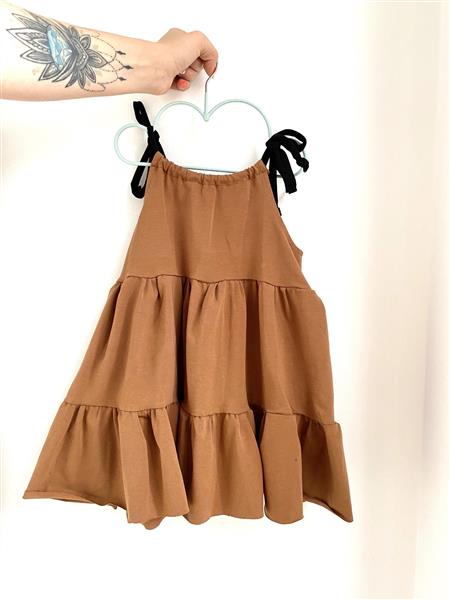 Grote foto zomerjurk met ruches karamel 104 110 kinderen en baby overige