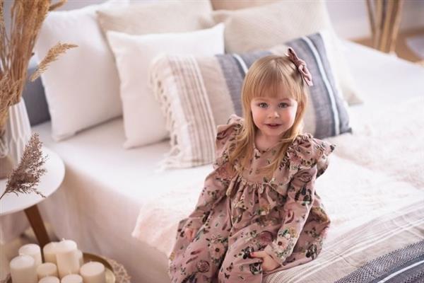 Grote foto tricot jurk dusty flower 110 116 kinderen en baby overige