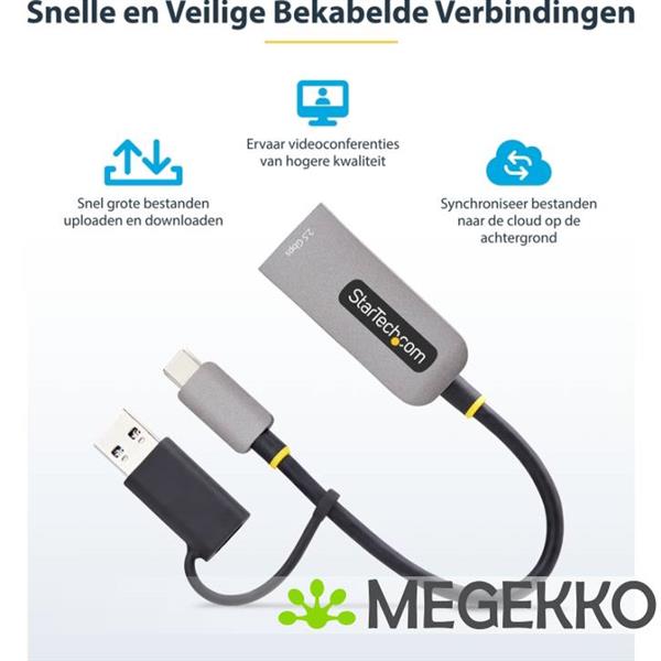 Grote foto startech.com 2.5gbe usb c naar ethernet adapter met usb a converter nbase t nic usb 3.0 type c 2.5 computers en software netwerkkaarten routers en switches
