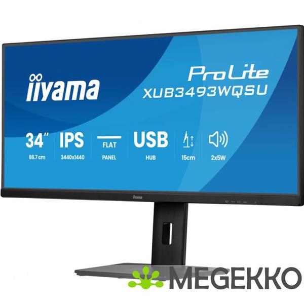 Grote foto iiyama prolite xub3493wqsu b6 34 ultrawide quad hd 120hz ips monitor computers en software overige computers en software
