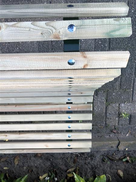 Grote foto prachtige parkbank 3 zitter houten latten systeem. laatste tuin en terras tuinmeubelen